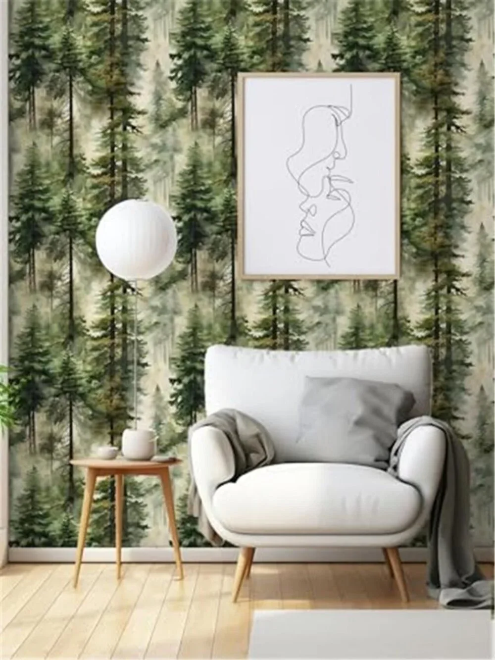 Misty Forest Peel Stick Wallpaper Green Self Adhesive Wall Mural Contact Paper